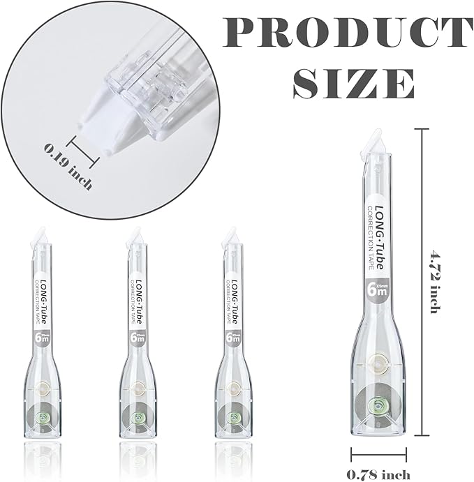 BAYTORY 5Pcs Correction Tapes, Aesthetic White Pull Out Tape Pens, Smooth and Quick Dry Tape, Easy to Use Pen-Style Applicator for Study Supplies and Office Products (Transparent)