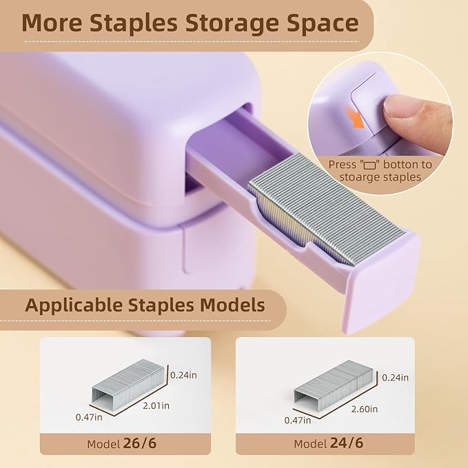 deli Stapler, Desktop Staplers with Integrated Staple Remover, 45 Sheet Capacity Office Stapler, 2 Pack, Purple