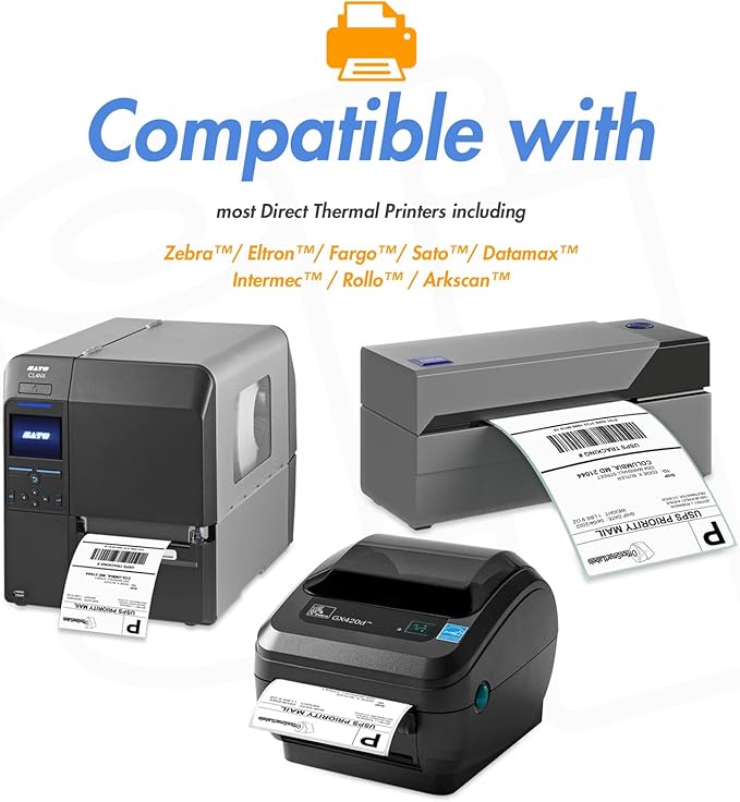 2" x 4" Direct Thermal Label - Compatible with Rollo Label Printer & Zebra Desktop Printers – 1” Core, Postage Address Mailing Shipping Gift Sticker, Adhesive & Perforated - 4 Rolls, 350/Roll