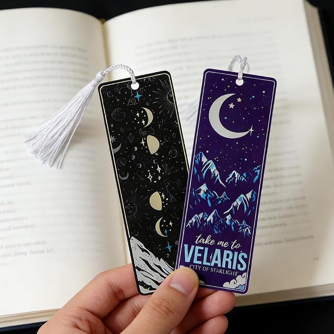 2Pcs ACOTAR Velaris Bookmarks, City of Starlight Page Markers, Fantasy Themed Page Clips, Gifts for Sarah J Maas Fans & Book Lovers (2PCS-ACOTAR)