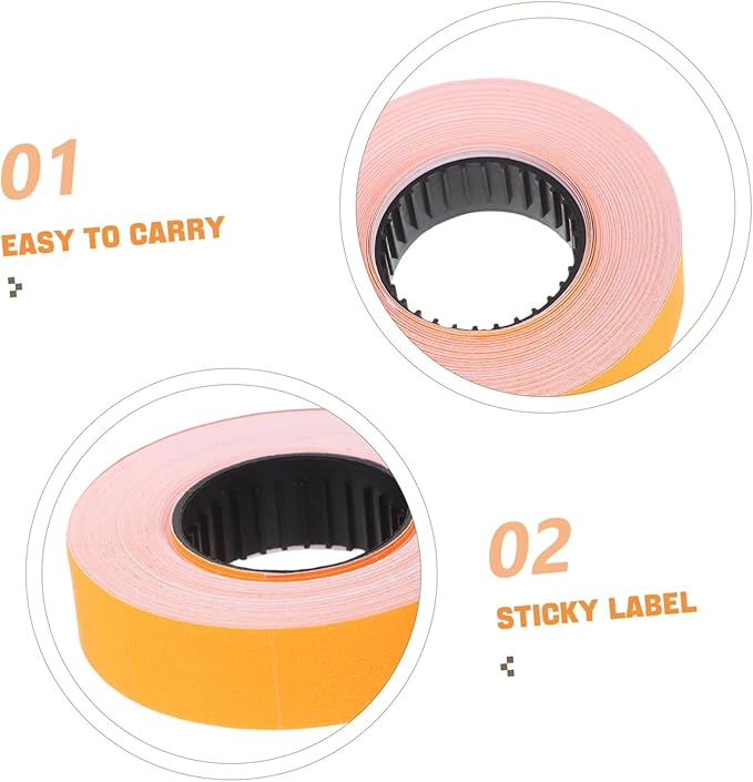 10rolls Price Labels for Price Labeller Double Line Orange Sticker Paper Labels Per Roll for Retail Organization Efficient Marking