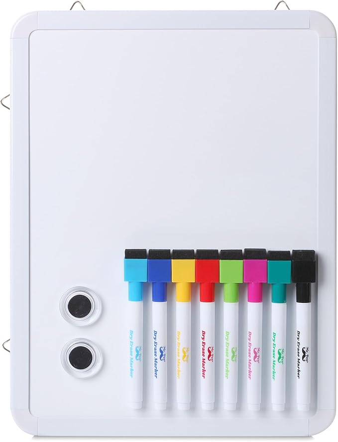 Mr. Pen- Small Dry Erase Board, 12.5x9.5 Inches, Whiteboard with 8 Fine Point Dry Erase Markers and 2 Board Magnets, Magnetic Small White Board for Students, Home, Office and Classroom