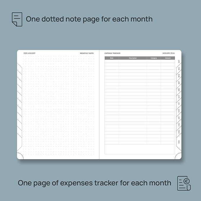 POPRUN Monthly Planner 2026-2027 (Medium- 6.5'' x 8.5'' Soft Cover), 18-Month Calendar Book (Jan.2026 - Jun. 2027), Calendar Planner with Monthly Tabs & Pocket, 100 GSM Paper - Burgundy