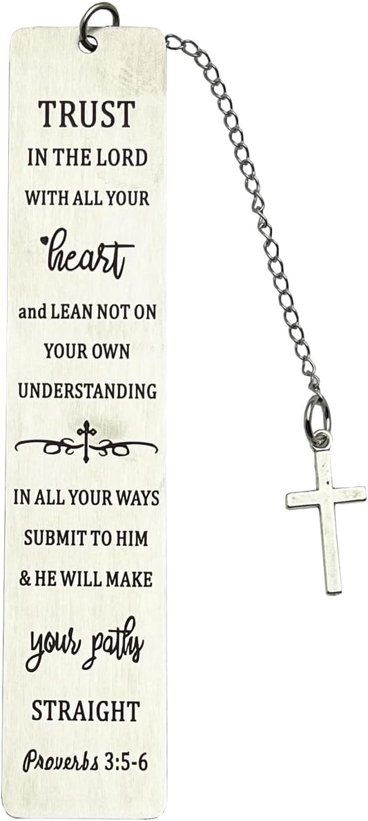 Christian Bookmark Gifts for Women Girls Boys, Inspirational Religious Book Mark Markers Faith (Trust in The Lord with Your Heart)