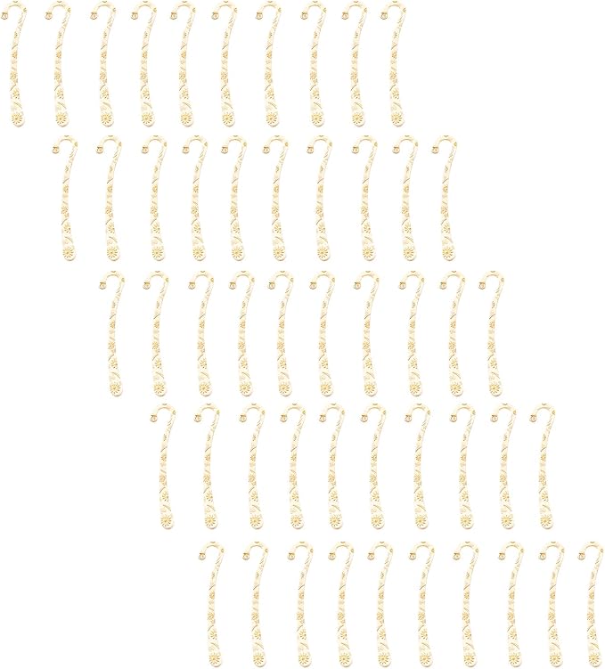 50Pcs Vintage Engraved Hook Bookmarks Metal Hook Bookmarks Reading Accessories for Book Lover Reader Teacher Student