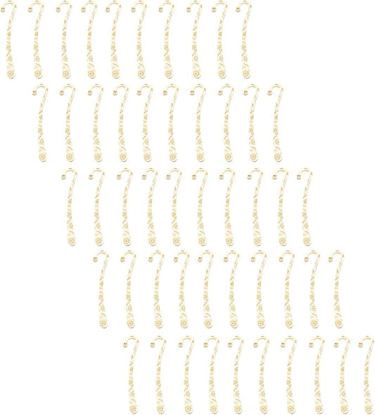 50Pcs Vintage Engraved Hook Bookmarks Metal Hook Bookmarks Reading Accessories for Book Lover Reader Teacher Student