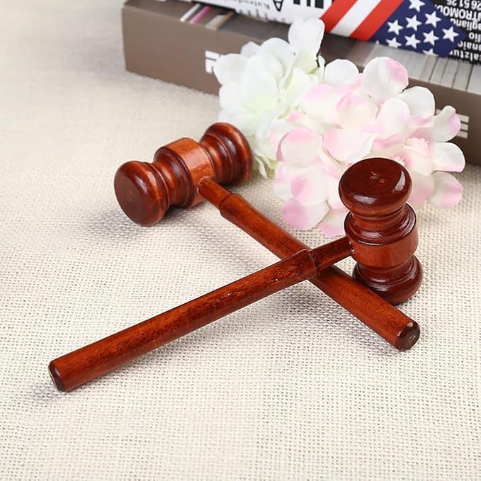 2Pcs Red Wood Judge Gavels Auction Court Gavels Wooden Judge Hammers Wood Hammer Props Judge Costume Accessories for Lawyer Courtroom 3.2 x 6.7 x 17.4 cm，Desk Accessories and Workspace Organizers