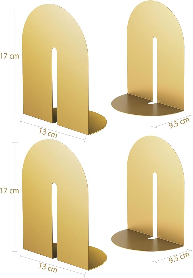 Runway Gold Bookends for Books,2 Pair Metal Book Holders for Office Shelves Adults & Kids Gift(Gold*2)
