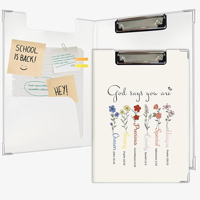 Lacama Christian Gifts for Women，Inspirational Clipboard for Women, God Says You are Folders with Metal Clip for Teachers Students, Christian School Office Supplies, 12.4x9.25 in