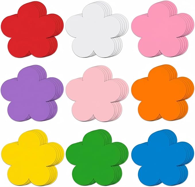 72 Pcs 5.5 Inch Large Paper Flower Cutouts, 9-Color Assorted Spring Summer Flower Die Cut for Bulletin Board Decorations, Classroom Wall, Chalkboard, Back to School, Teacher School Supplies, DIY Craft