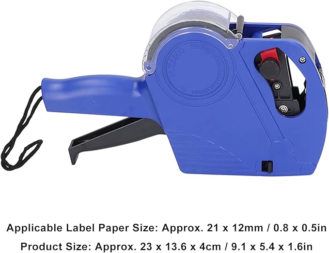 gernie MX-5500 8 Digits Price tag Gun, Pricing Gun, Label Maker Pricing Label Gun to Label Clothing, Toys, Luggage, Carpets Numerical Tag Gun for Office, Grocery Store Marking (Blue), 21 x 12mm