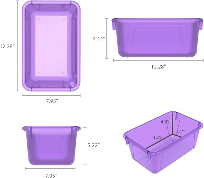 Storex Small Cubby Bin, 12.2 x 7.8 x 5.1 Inches, 5-Pack, Candy Violet (62478U05C)