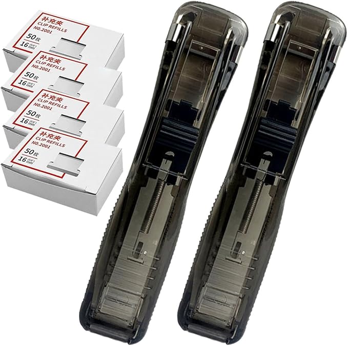 Alasum Handheld Stapler and Clip Dispenser Set with 200pcs Refill Staples, Portable Mini Document Stapler for Office and School Filing, Reusable Paper Fastener for Book Binding and File