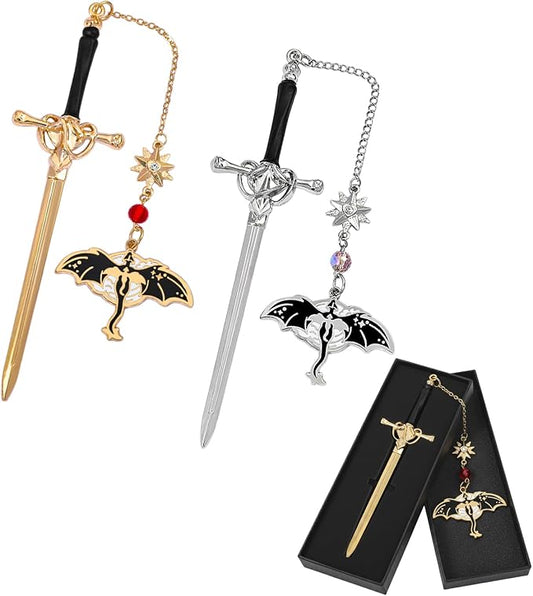 Dragon Sword Metal Bookmark,Fourth Wing Bookmarks for Men Women, Fantasy Reading Accessories Gifts for Book Lovers(Sword Dragon C)