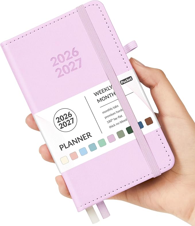 Forvencer Pocket Planner 2026-2027, Weekly Monthly Planners for Purse, 3.5" x 6", July 2026-June 2027, Cute Small Daily Academic Calendar, Elastic Band, Hardcover Agenda for Women, Teacher