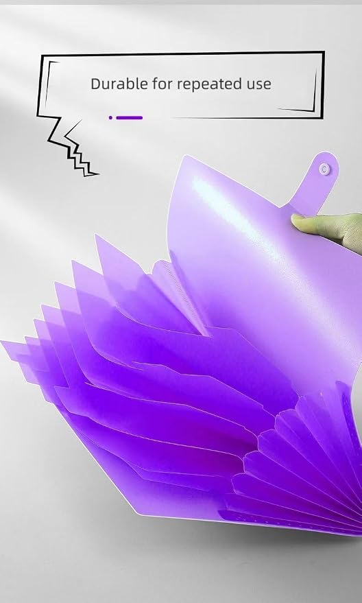 Purple Accordion File Folder,8 Pockets Expanding File Organize with Labels,A4 Letter Size Paper Document Receipt Organizer Accordion Filing Folder for Classroom,Home,Office