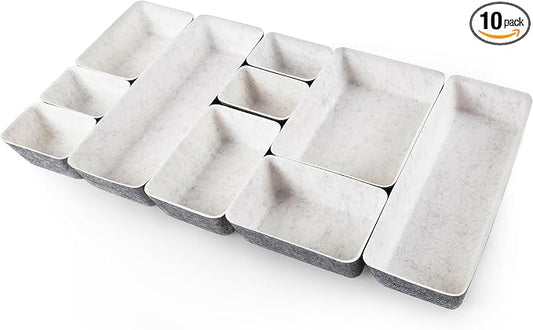 Three by Three Seattle Felt·Like·It! Felt Bins for Office, Crafts, Classroom, Living Room, Bedroom (Cream/Charcoal, 10)