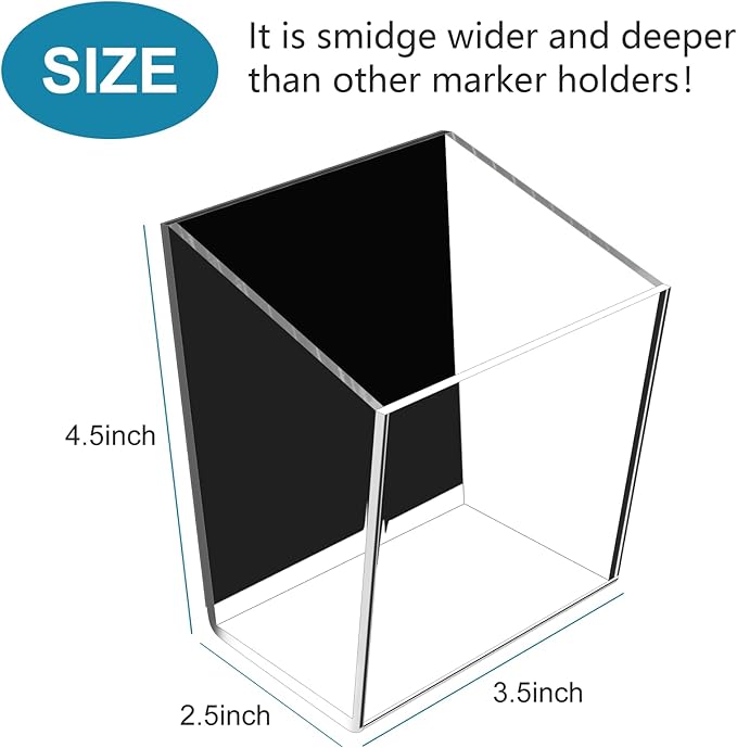 Magnetic Pen Holder, Acrylic Dry Erase Marker Holder, Large Capacity Pencil Holder for Whiteboards, Fridge, Lockers Office School Supplies (Clear & 1 Compartments)