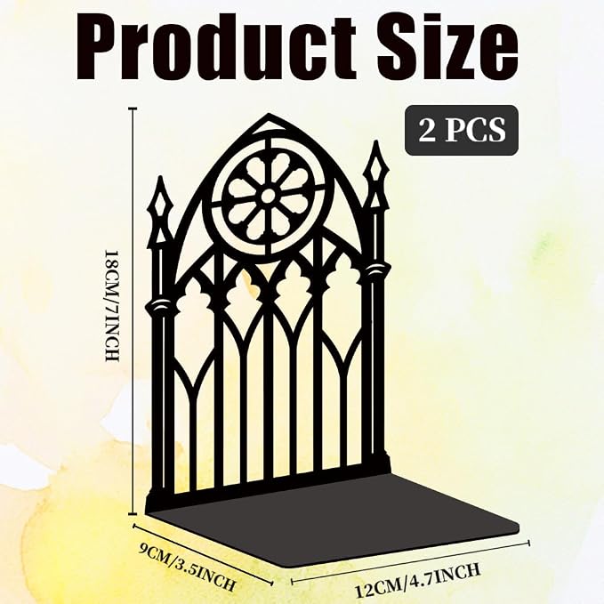 Gothic Gate Book Shelf Decorative Bookends for Shelves, Book Ends for Heavy Books, Metal Bookends for Desk Organizer, Office Library Decor Decorative Books for Home Decor