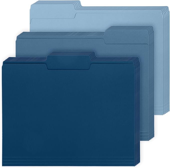 Whaline Dusty Blue File Folders Letter Size 12 Packs 3 Colors Gradient Blue File Pockets with 1/3 Cut Tab for Home Office Classroom Supplies, 8.9 x 11.6 Inch