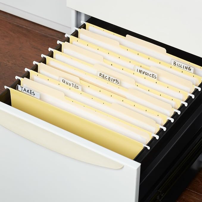Staples Hanging File Folders, Letter Size, 5‑Tab, Yellow, Durable Construction – 50/Carton