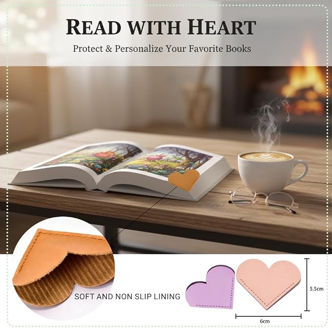 20pcs Leather Heart Bookmarks 2.1in, Cute Corner Page Book Marks for Teachers Students Book Reading Lovers, for School Office Home Supplies,Gift for Christmas Birthday Valentine Mother's Day