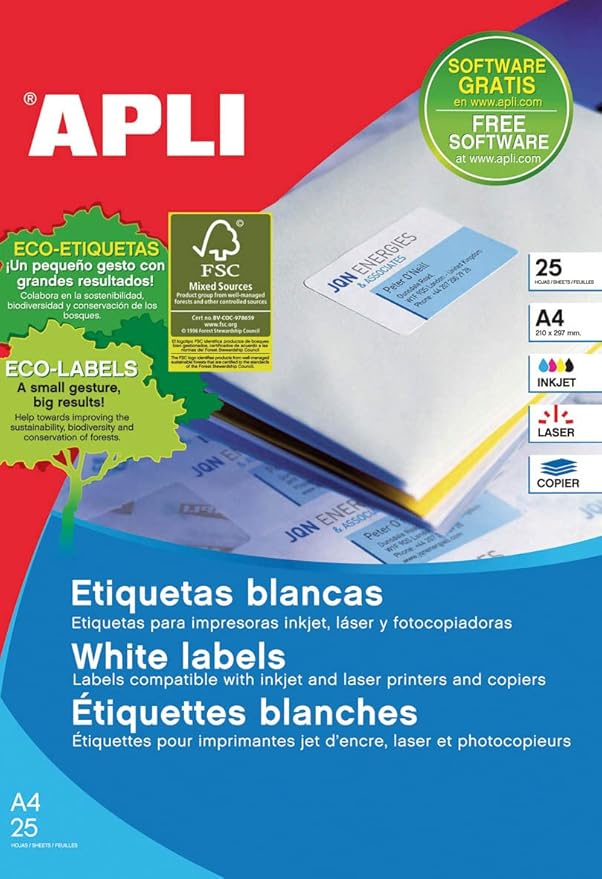 APLI 1213 Permanent Labels 97.0 x 42.4 mm - 25 Sheets