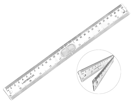 Innovative Design Folding Ruler Pack/1, unfolds to a Length of 30cm (12"), When Folded, it conveniently Reduces to a Compact Size of 15cm(6 "), Clear Ruler 12", Portable and Easy to Carry