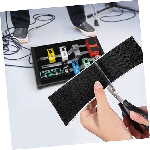 HANABASS 2-Piece Hook and Loop Pedal Mounting Tape for Electric Guitar Pedals Sturdy Nylon Adhesive Strips for Pedalboard Setup 2M Length