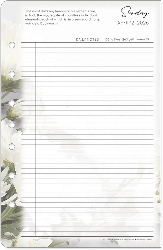 FranklinCovey - Blooms Planner Refill | Two Page Per Day - Ring-Bound (Classic, Apr 2026 - Mar 2027)