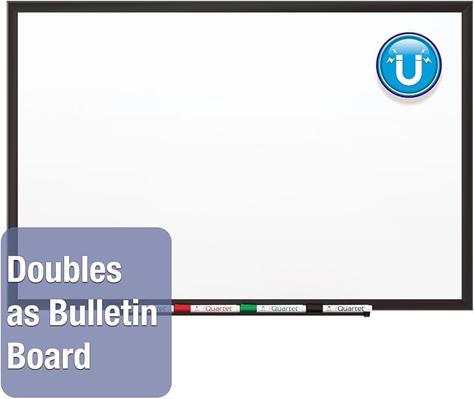 Quartet Magnetic Porcelain Whiteboard, 5' x 3' White Board, Premium, Duramax, Black Aluminum Frame (2545B)