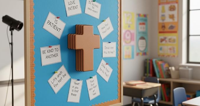 SHAPES ETC. 15 Pcs Brown Cross Foam Single Color Creative Cut-Outs 5.25x4.25in Sunday School VBS Decoration Nativity Religious Christmas Crafts Faith Christian Easter Bulletin Board Décor Made in USA