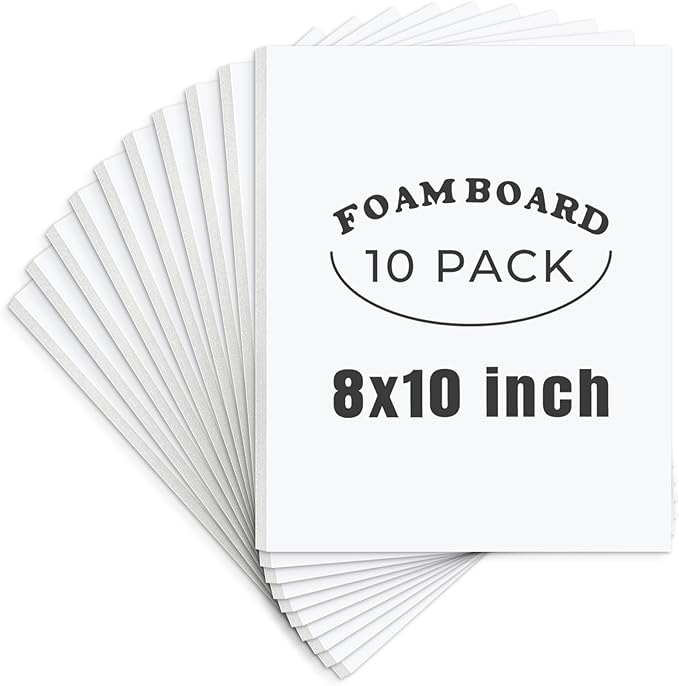 AUEAR, 10 Pack 8x10 White Foam Boards, Foam Core Poster Board for Display, Mounting, Print, Presentation and Projects, 1/8'' Thick