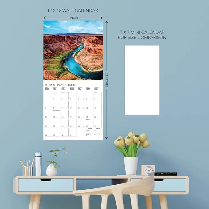 Graphique 2024 Wonders of the World Wall Calendar | 12” x 12” | Thick Paper | Home & Office Organizer | Large Monthly Grid | 3 Languages & Marked Holidays | 4 Month Preview Page for 2025