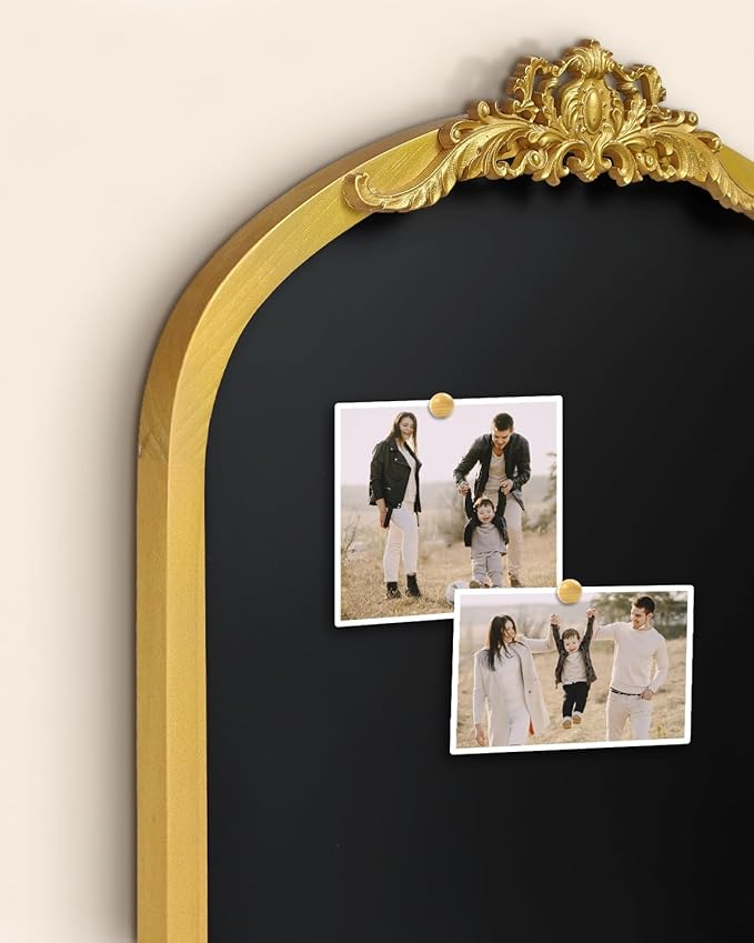 OKYDOKY Arch Chalkboard; 19 x 31 Framed Arched Ornate Vintage Magnetic Chalkboard, Gold Pine Wood Fram, Ideal as a Motivational Vision Board or Wall Organizer
