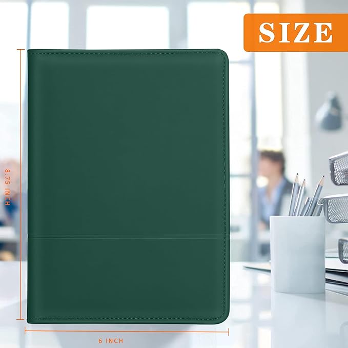 Padfolio/Portfolio Binder, Mini Padfolio Portfolio Binder 5 x 8 Legal Writing Pad, A5 Document Organizer Folder for Men Women,Dark Green.