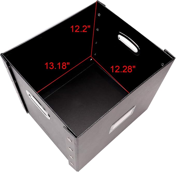 Snap-N-Store Vinyl Record Storage Box - 12" - 2 Pack - Crate Holds up to 75 Vinyl Albums - Black