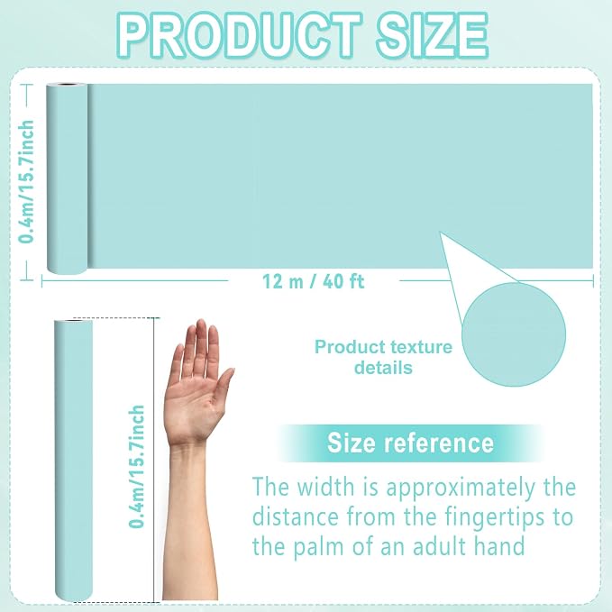 Calming Blue Bulletin Board Roll Reusable Waterproof Erasable Non-Woven Fabric Bulletin Board Roll Wrinkle Resistant Background Poster for Home Party Classroom Decor Wrapping DIY Crafts 15.7" x 40ft