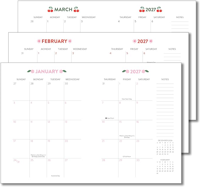 High Note 2027 Planner, 17-Month Weekly & Monthly Flexible Cover Calendar Book with Goal & Project Planning Pages, August 2026 – December 2027, 5.75" x 7.5", Fruits