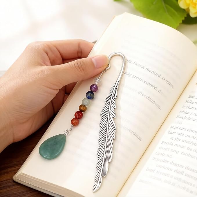 Metal Bookmark, Feather Book Marks with Pendants for Readers Book Lovers, Funny Gift Box Birthday Christmas Easter Gift for Adults Teen Boys Girls