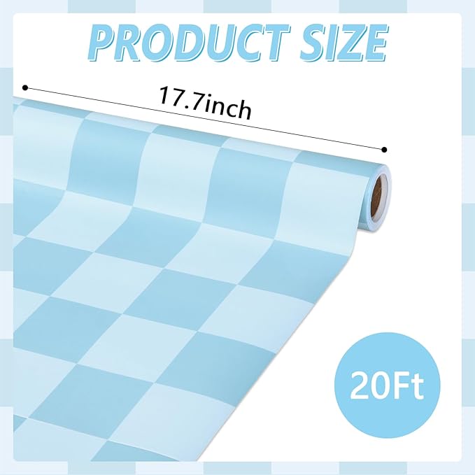 Blue Checkered Bulletin Board Paper Roll Retro Pastel Blue Bulletin Board Background Paper Back to School Classroom Decor Poster for Art Craft DIY Projects Home Office Party Supplies 17.7inx20ft