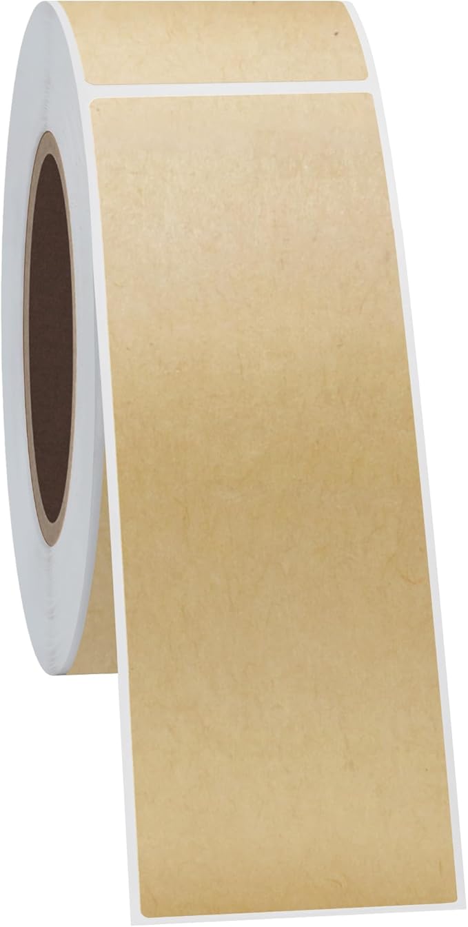 Hybsk 1x3 Inch Color-Code Labels Kraft Sticker Rectangle 500 Labels Per Roll (Kraft)