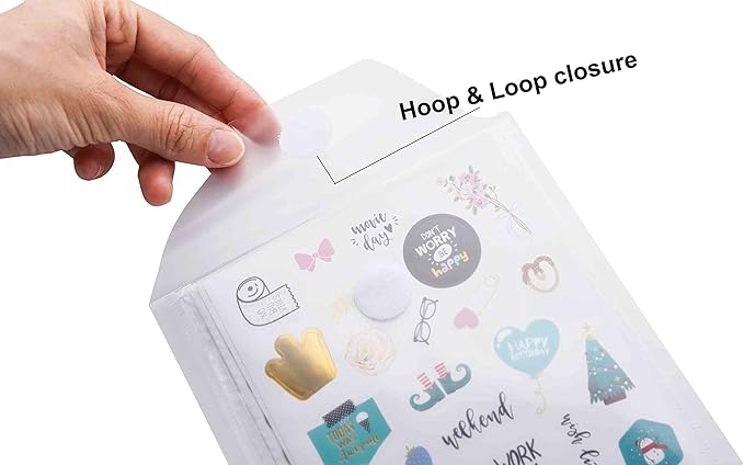 7x5 Clear Plastic Envelopes Hook Loop Closure Receipt Sticker Storage Holder 40 Pack