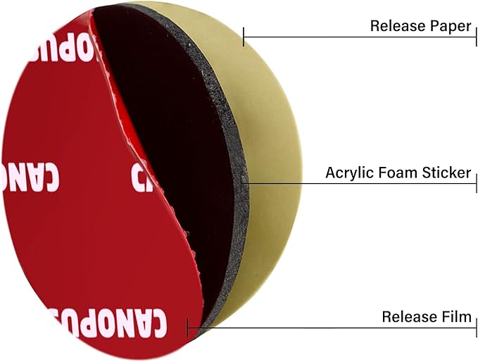 CANOPUS Circle Double Sided Adhesive Pads, Mounting Foam Tape, 5952 Roll, 8-PCs 1 in Diameter Circle Pack, with Box Cutter (1PC) and Razor Replacement (2PCs)