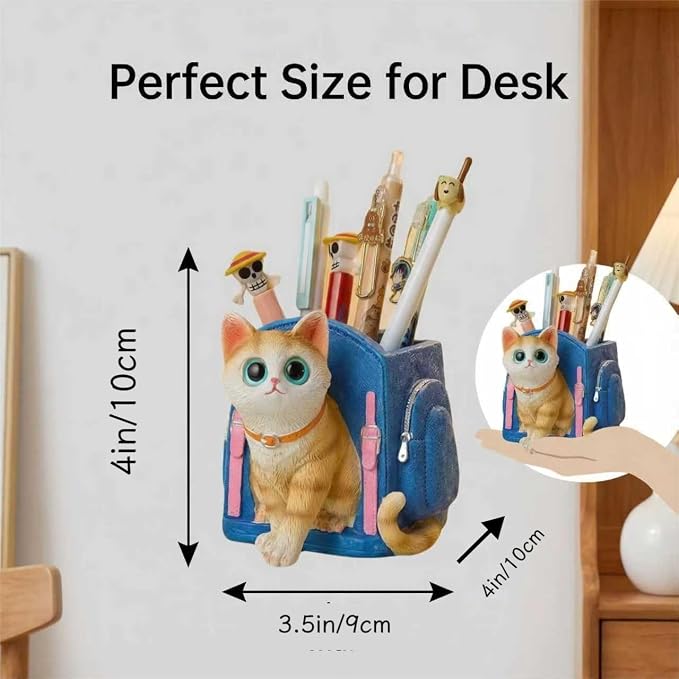Cute Lucky Cat Pen Holder for Desk, 2026 New Cat Pencil Holder, Cat Lover Gifts for Women, Cat Desk Accessories Decor for Home Office School, Gifts for Cat Lovers