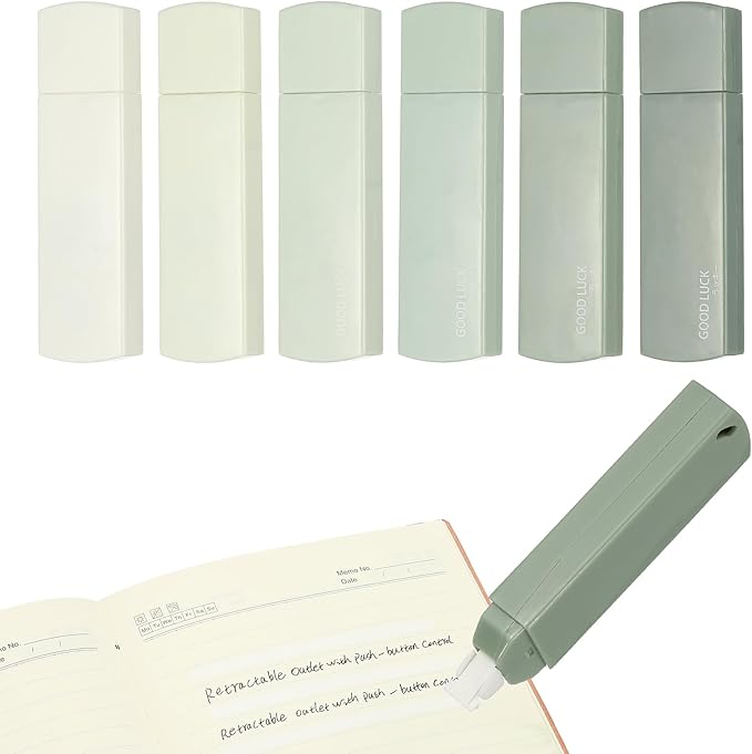 PATIKIL 6pcs 20 ft Correction Tape, Correction Tape Cute Mini Tear Resistant White Refillable Out Applicator Pen with Refills for Classroom Office Supplies Home Writing, Green