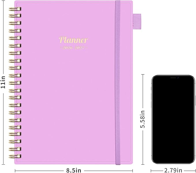 AHGXG Academic Planner 2026-2027, July 2026 - June 2027, Weekly and Monthly, 8.5" x 11", Calendar, Agenda for Women, Teacher, Student, School, 12-Month Tabs (Purple)