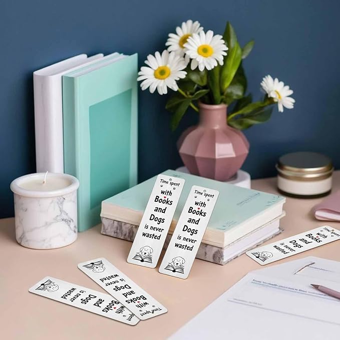 Puppy Reading Bookmarks 5 Pcs Spent Time with Books Wooden Bookmark with Tassels for Reading Book Lovers Gift Office School Readers Teacher