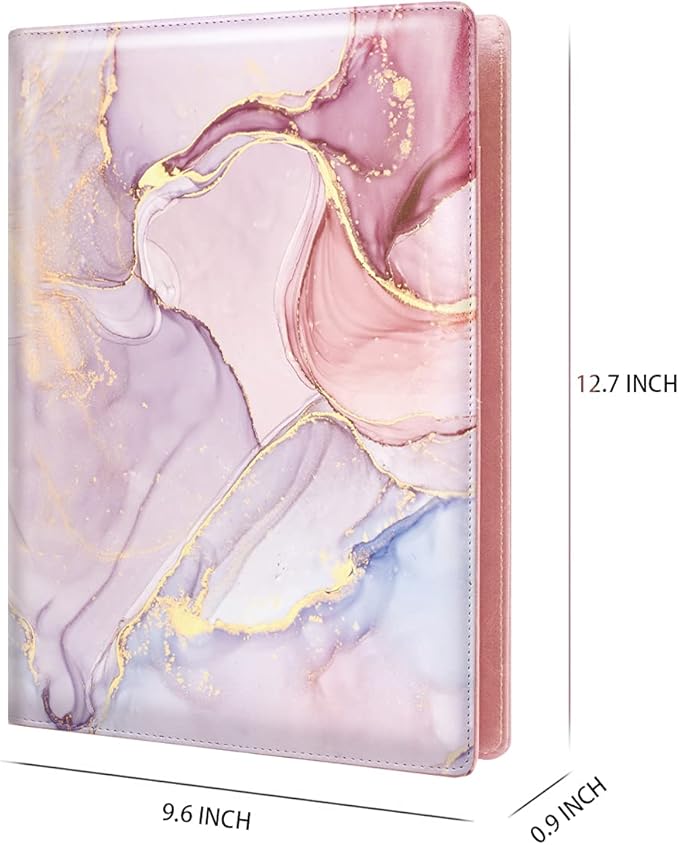 WAVEYU Padfolio Business/Resume Portfolio Folder, Leather Interview Portfolio Business Portfolio Portfolio Organizer with Legal Pad Folder Clipboard,Interview Folder for Men/Women, Colorful Pink