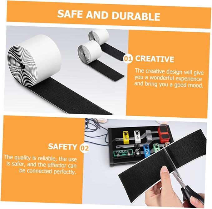 2rolls Hook and Pedal Mounting Tape for Electric Guitar Pedalboard Strips for Easy Attachment and Organization of Effects Pedals